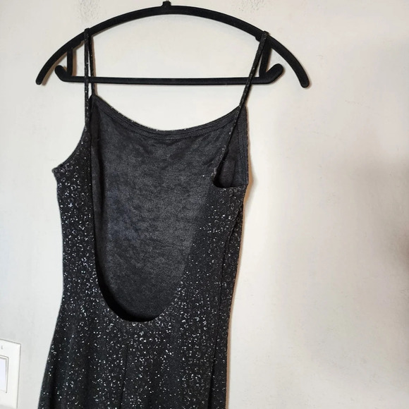 Gunne Sax black sparkle spaghetti strap low back maxi dress.  Size 9. - Picture 10 of 15